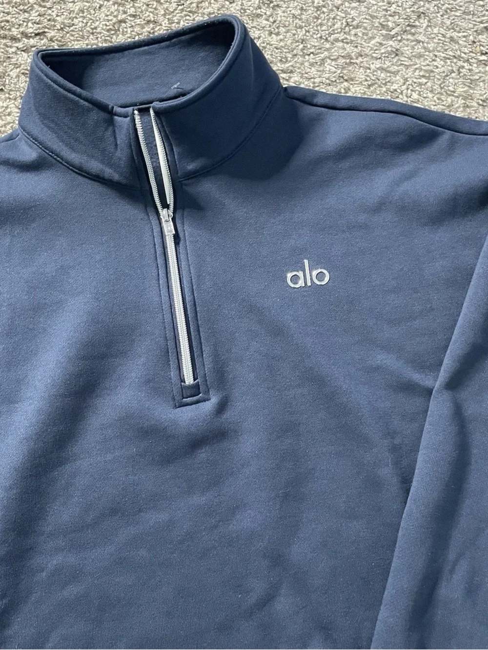 ALO Yoga Men's Navy Quarter-Zip Pullover Sweater
